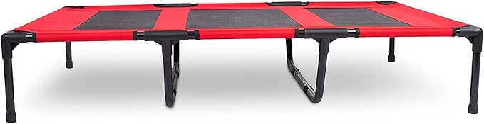 Internet's Best Dog Cot | 48 x 36 | Elevated Dog Bed | Cool Breathable Mesh | Indoor or Outdoor Use | Large | Red