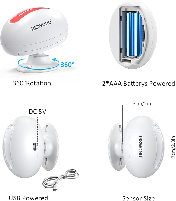 Motion Sensor Door Chime, Wireless Motion Detector Alarm Indoor, Business Entry Alert Bell with Buzzer, Doorbell for Home/Garage Door/Store, USB/Battery Powered,1 Receiver +3 Sensors
