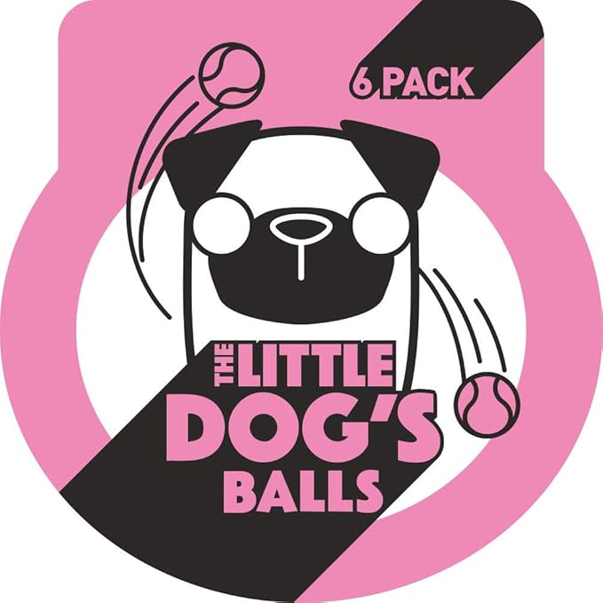 The Little Dog's Balls, Dog Tennis Balls, Pink 6-Pack, Strong Toy for Agility Training, Puppy Training, Play, Exercise & Fetch, 1.9 Inches Diameter
