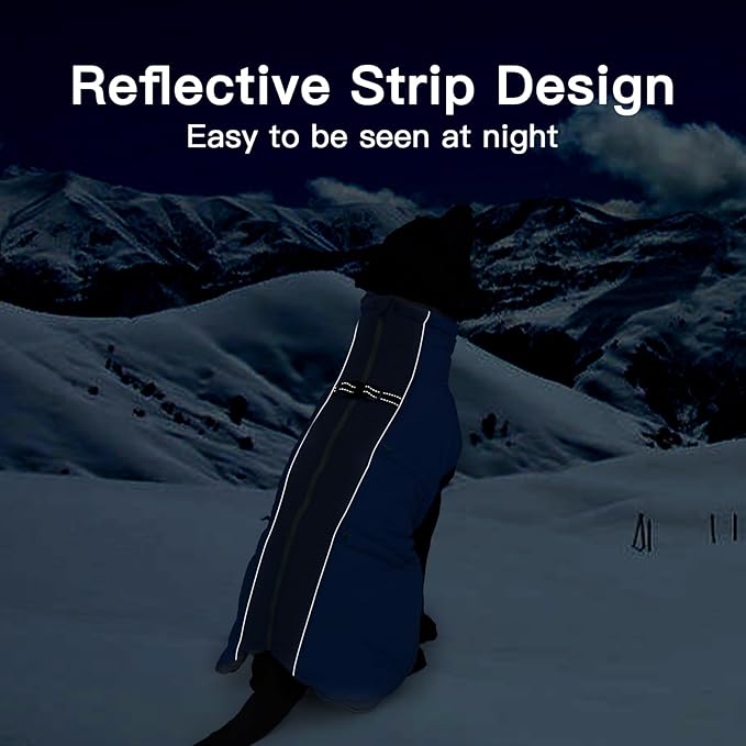 Dog Coat Winter Warm Dog Jackets for Large Dogs Reflective Snowsuit with Harness Fleece Dogs Snow Jacket Waterproof Pet Clothes for Cold Weather