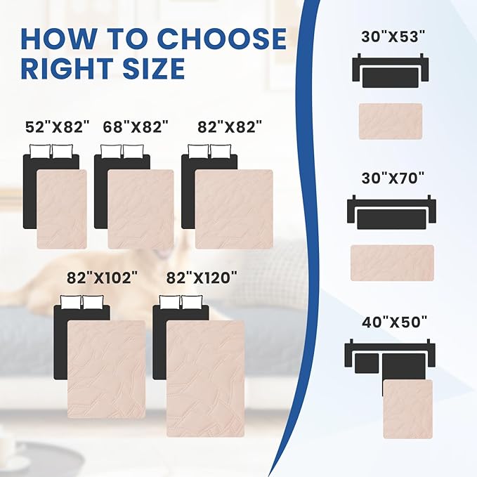 Waterproof Dog Bed Cover, Non-Slip Dog Blanket for Couch, Sofa Covers Washable, Waterproof Blanket for Furniture, Pet Bed Mat for Sofa, Car, Pet-Friendly Couch Covers (40x50 Inch, Beige)