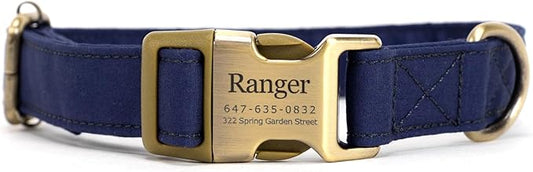 Personalized Dog Collar with Name and Phone Number Engraved,Adjustable Custom Puppy Collar,Organic Cotton Pet Collar for Small Medium Large Boy Girl Dogs
