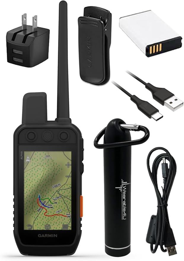Wearable4U - Garmin Alpha 300i Advanced Dog Tracking and Training Handheld with inReach Technology with E-Bank Bundle