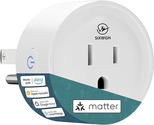 Smart Plug, Matter Compatible, Matter Hub Required, Easy Setup(FFS:Frustration-Free Setup), Work with Alexa, Google Home, Apple HomeKit(Siri)& SmartThings, 2.4 GHz Wi-Fi only (1 Pack)