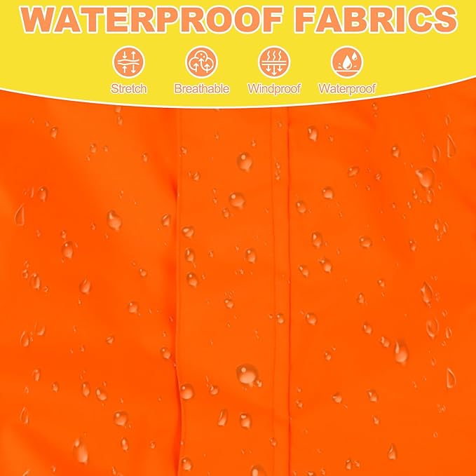 Dog Raincoat, Waterproof Dog Rain Jacket with Removable Hood，Adjustable 4 Legs Pet Poncho with Leash Hole，Reflective Stripe Hooded Snowproof Windproof Clothes for Small to 3X-Large Dogs, 2XL