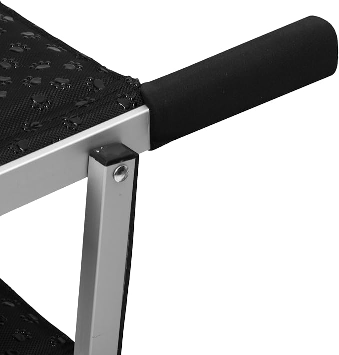 Foldable Dog Stairs, Car Dog Stairs 5 Steps 70kg Load Bearing Extra Wide Anti Slip Pet Ramp with Soft Foam Handle and Safety Straps, for SUV High Beds Truck Car Sedan