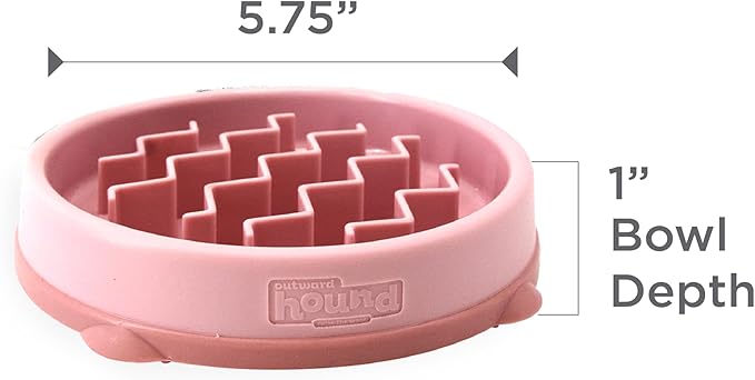 Outward Hound Small Fun Feeder Slow Bowl, Puzzle for Fast Eaters, Puppies, Cats & Small Dogs, Wet or Dry Food, Helps Prevent Bloat & Aid Digestion, 3/4 Cup Capacity, Non-Slip, Made Without BPA, Pink