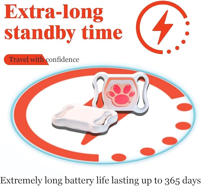 Pet GPS Tracker for Dogs & Cats - No Monthly Fee/Subscription, Free Pet Collar Included | Waterproof, Anti-Lost, Real-Time Tracking Collar | 365-Day Long Battery Life | Compatible with iOS & Android