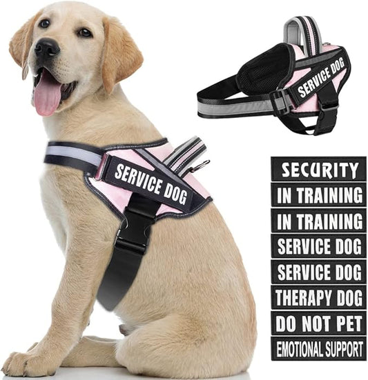 Dog Vest Harness and Patches Set, Animire in Training Service Dog Harness with 10 Dog Patches, Reflective Dog Vest with Handle for Small, Medium, Large, and Extra-Large Dogs