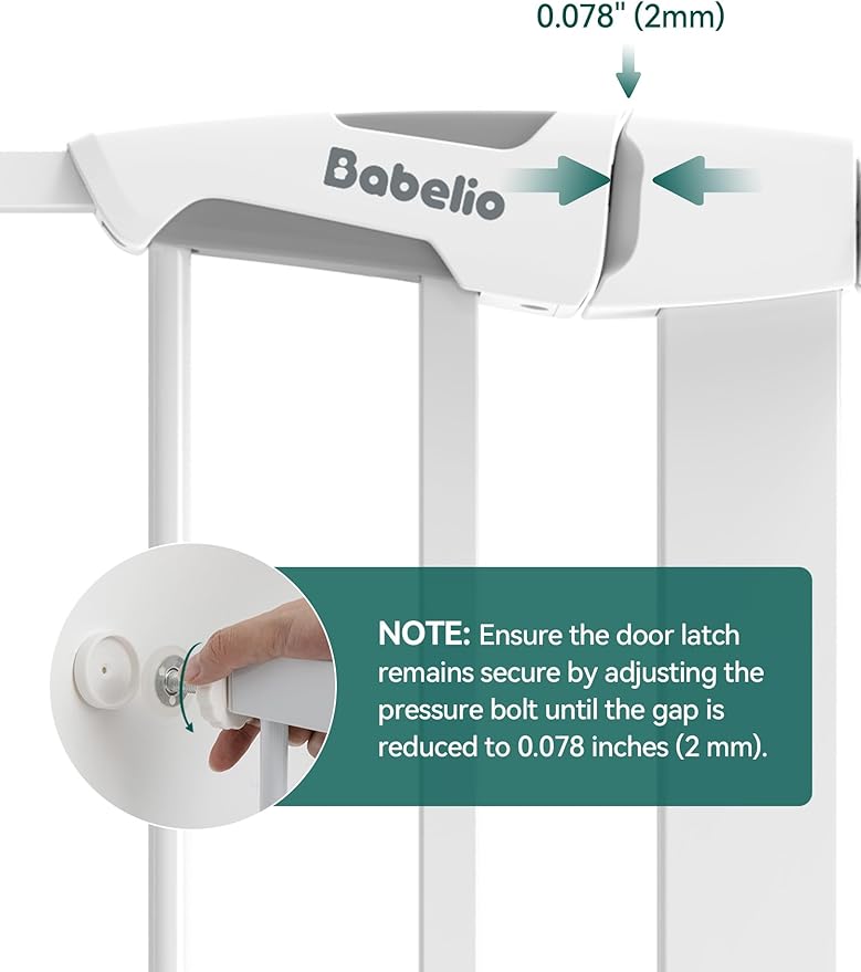 Babelio 36.5-57" Extra Wide Baby Gate with Cat Door,Auto Close&Two Way Swing,Pressure Mounted Dog Gates for Stairs,Doorways,Includes 4 Wall Cups and 3 Extension Pieces,White