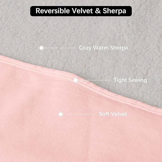 Waterproof Dog Blanket for Couch, Leak Proof Pet Blanket for Indoor Cats, Plush Sherpa Puppy Throw Furniture Protector for Sofa Bed(50"x60",XL,Pink)