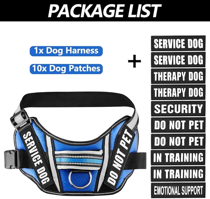 Dog Vest Harness and Patches Set, Animire in Training Service Dog Harness with 10 Dog Patches, Reflective Dog Vest with Handle for Small, Medium, Large, and Extra-Large Dogs