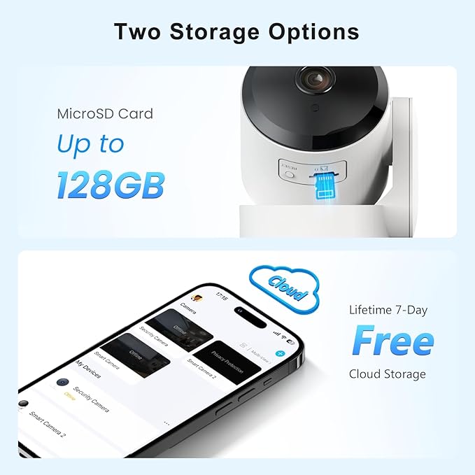 Indoor Security Camera with 360 Monitor, Home Cameras with 2-Way Audio, Night Vision, Motion Detection, Phone App, Cloud & SD Card Storage, Work with Alexa/Google, 2.4GHz WiFi and Bluetooth, 4 Pack