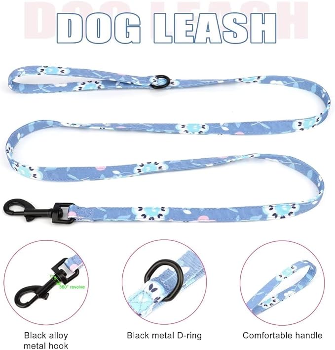 Beirui Cute Girl Dog Collars, Harnesses & Leashes Set - Adjustable Dog Collar and Leash Set with Flower - Soft Mesh Dog Vest Harness for Puppies Small & Extra Small Dogs Cats (Purple,XXS)