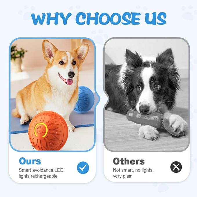 Interactive Cat Dog Toys, 2026 Smart Automatic Moving Ball Toys for Indoor Dogs Cats, Self-Rolling Interactive Cat Dog Toy Ball for Small/Medium Dogs (Blue)