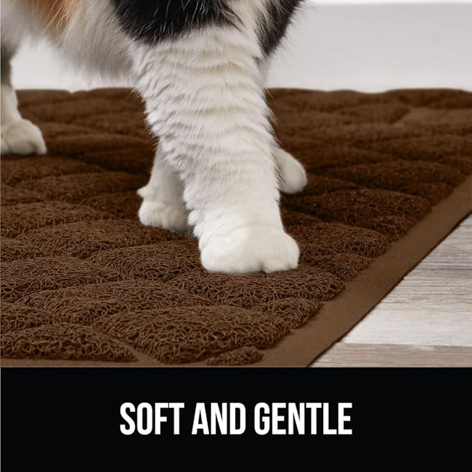 GORILLA GRIP Cat Litter Box Mat, 47x35, Water Resistant, US Designed Kitty Litter Trapping Mats, Easy to Clean, Scatter Control, Less Mess and Clean Floors, Kitten Supplies for Indoor Cats, Brown