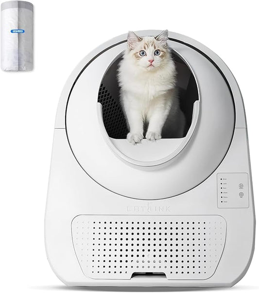 CATLINK Self Cleaning Cat Litter Box, Auto Safety Sensors for Multiple Cats 3.5～22 pounds, Double Odor Removal with Trash Bags(Young Version)