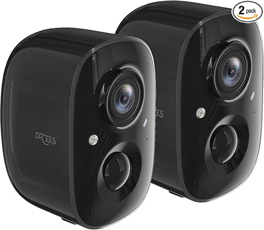 Dzees 2K Security Cameras Outdoor Wireless, WiFi Battery Powered Surveillance Camera for Home Security, Indoor Video Cam with Color Night Vision, 2 Way Audio, AI Motion Detection, Cloud/SD, IP65