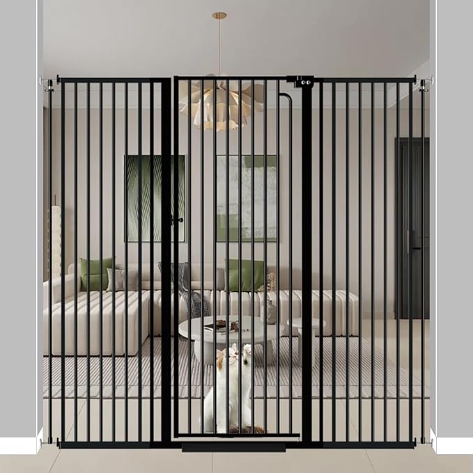 57" Extra Tall Pet Gate for Cats Dogs-57.5"-62.2" Extra Wide Cat Gate for Doorways and Stairs-1.37" Ultra Narrow Spacing Pressure Mounted Dog Gate with One-Handed Operation(57.5"-62.2")