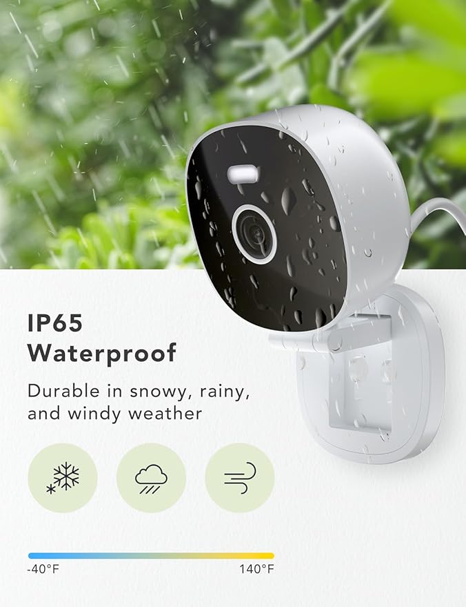 2K Security Camera Wired, Outdoor/Indoor for Home, Pet, Baby, Nanny, IP65 Waterproof Color Night Vision, White Light & Siren, Recording, Motion Detection, Works with Alexa,White-4P
