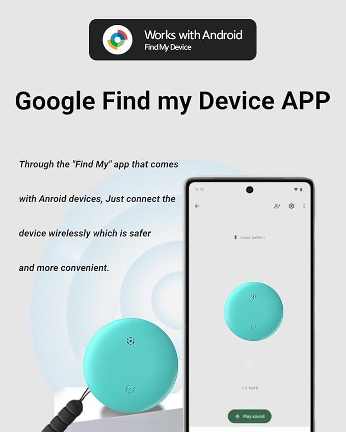 Android Compatible with Air Tags, Air Tracker Tag with Google Find My Device App, Bluetooth Tracker for Android Phones, Dog GPS & Cat Tracker, Smart Tracking Tag for Keys, Suitcase (Blue, ONE)