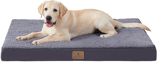 Bedfolks Orthopedic Dog Bed for Extra Large Dogs - Egg Foam Dog Crate Bed with Removable Waterproof Cover, Pet Bed Mat Suitable for Dogs and Pets Up to 100 lbs (44 x 32 x 3.5 inches, Dark Grey)