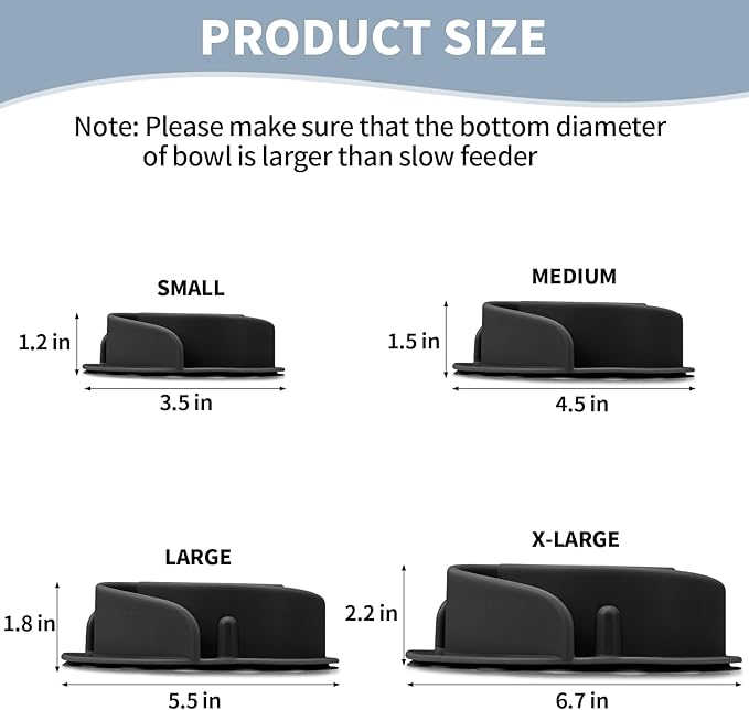 Slow Feeder Dog Bowls Insert, Bestalk Soft Silicone Slow Eating Feeder Insert with Suction Cups for Small, Medium and Large Dogs, Fit into Basic and Elevated Dog Bowls, Black