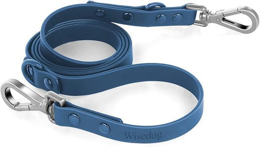 Wisedog Waterproof Dog Leash – 5ft/6ft Adjustable with 2 Metal Swivel Hooks, Easy to Clean Dog Leashes for Small, Medium, Large Breed Dogs (Navy S)