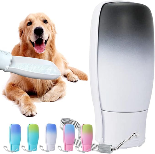 Foldable Portable Dog Water Bottle, Food Grade Plastic Dog Water Bowl Dispenser, High-Temperature Resistant Dog Accessories for Outdoor, Travel Gifts for Dogs(19Oz, Black&White)