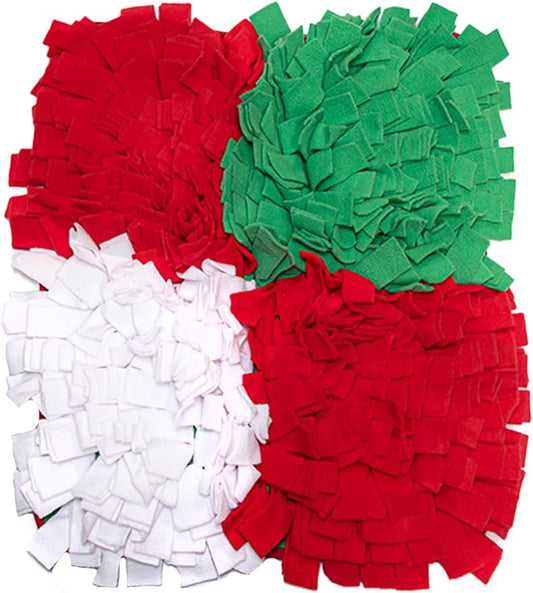 Tail Trends Christmas Snuffle Mats for Dogs – Interactive Dog Toy for Foraging & Nosework, Washable Slow Feeder, for Small Medium Large Pets (Pom Pom)