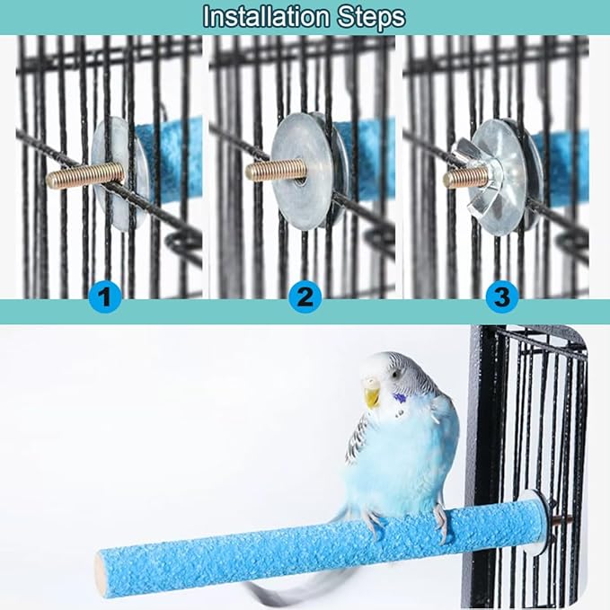 Hamiledyi 4 PCS Parrot Perch Stand Toy Bird Cage Perch Toy Natural Paw Grinding Stick for Medium Parrots Parakeets Cockatiels Lovebirds Chewing Stick (M)
