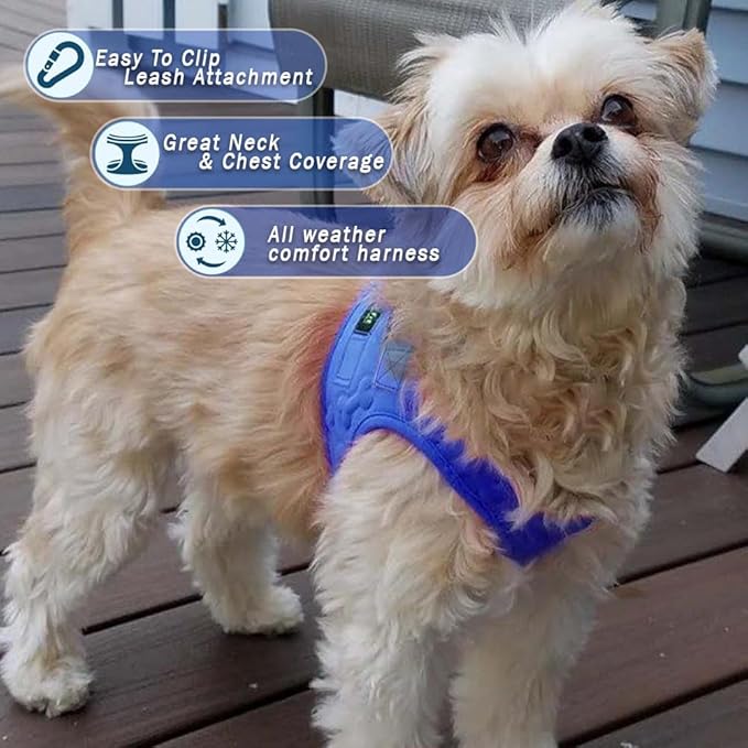 Comfort Fit All Weather Dog Harness No Pull Soft Padded Extra Comfort Step in Dog Harness with Adjustable Buckles Easy Control Vest Harness for Small Medium Large Dogs Inside Velvet Plush