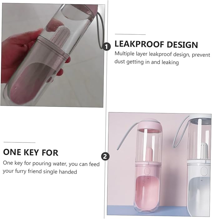 TOYANDONA Portable Dog Water Bottle Leakproof Outdoor Pet Dispenser with Detachable Transparent Bottle for Travel and Hiking