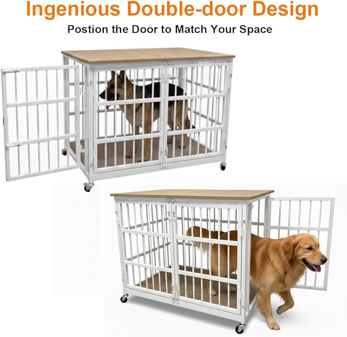 48"/42"/33" Dog Crate Furniture, Heavy Duty Dog Kennel Indoor for Large Dogs, Escape-Proof and Chew-Proof Wooden Dog Cage for high Anxiety Dog, Decorate House as TV Stand, End Table
