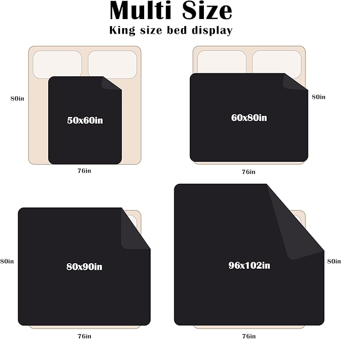 Catalonia Waterproof Blanket for Bed, Reversible Fleece Couch Sofa Furniture Protector, Leak Proof Dog Blankets, Black