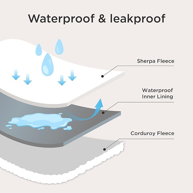 Bedsure Waterproof Dog Blankets for Small Dogs - Soft Puppy Cat Blanket Corduroy Fleece Washable, Cozy Calming Reversible Furniture Protection for Pet Kitten Doggy,25"x35", Cream