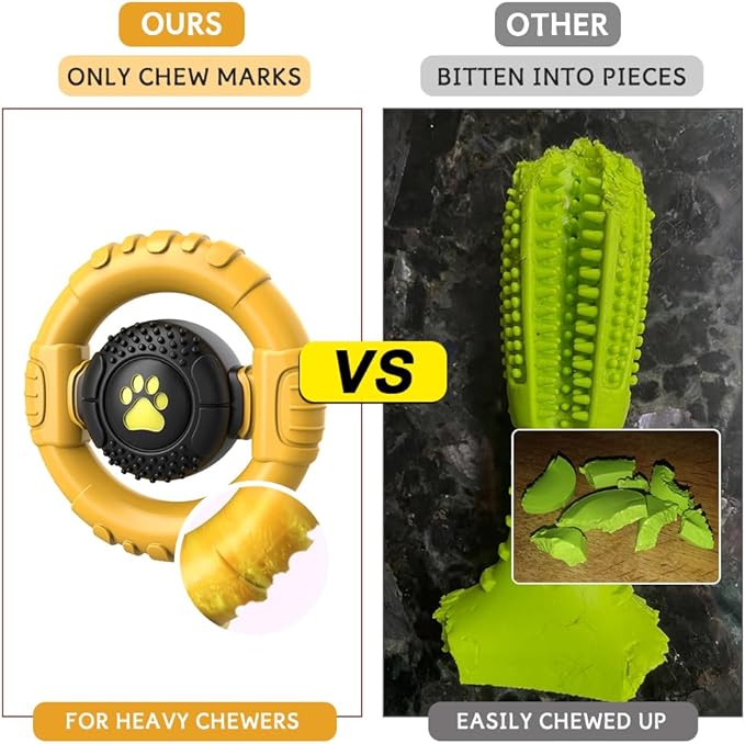 Dog Toys for Aggressive Chewers Large Medium Breed, Indestructible Squeaky Dog Chew Toys, Tough Nylon Rubber Interactive Dog Toys to Keep Them Busy