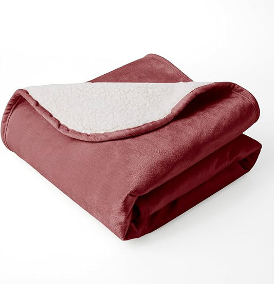 Waterproof Dog Blankets for Large Dogs, Washable Pet Blanket for Indoor Cats, Plush Sherpa Puppy Throw Furniture Protector for Bed Couch Sofa(40"x50",L,Burgundy Red)