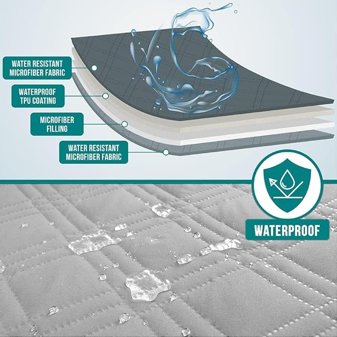 PetAmi Waterproof Bed Cover for Dogs, Pet Blanket Couch Cover, Reversible Furniture Cover Sofa Protector for Pet Cat Bed, Washable Dog Blanket for Seat, 102x82 Light Gray