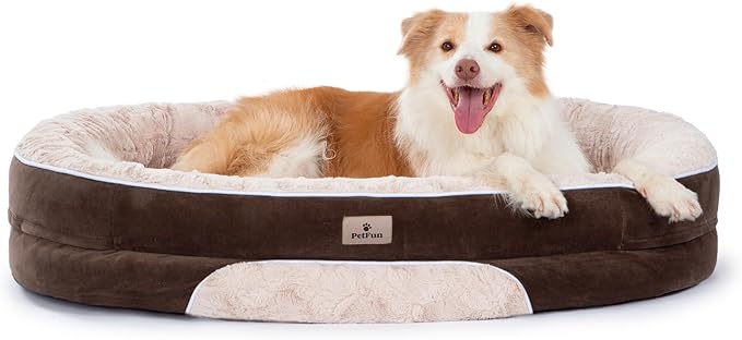Orthopedic Dog Bed Couch for Large Sized Pets with Egg Foam Support, Four-Sided Bolster Cushions, Soft Tear-Resistant Fabric, and Removable Machine Washable Plush Cover