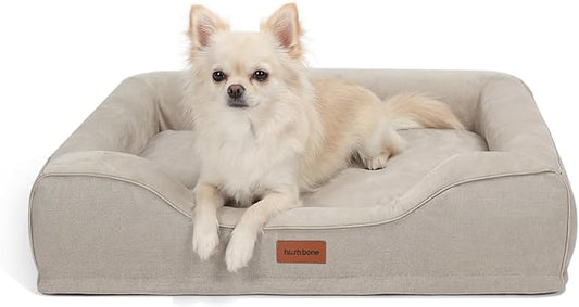 Puppy Beds for Small Dogs Orthopedic with Cooling Gel Memory Foam Washable Small Size Dog Couch with Removable Cover Waterproof for Senior Pets or Cats,24"x18"x6"Beige