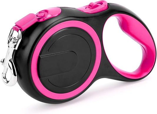 Segarty Pink Retractable Dog Leash, 16ft Heavy Duty Walking Dog Leash for Medium Small Dogs up to 44lb, Anti-Slip Handle 360°Tangle-Free Nylon Tape, One-Handed One Button Lock and Release