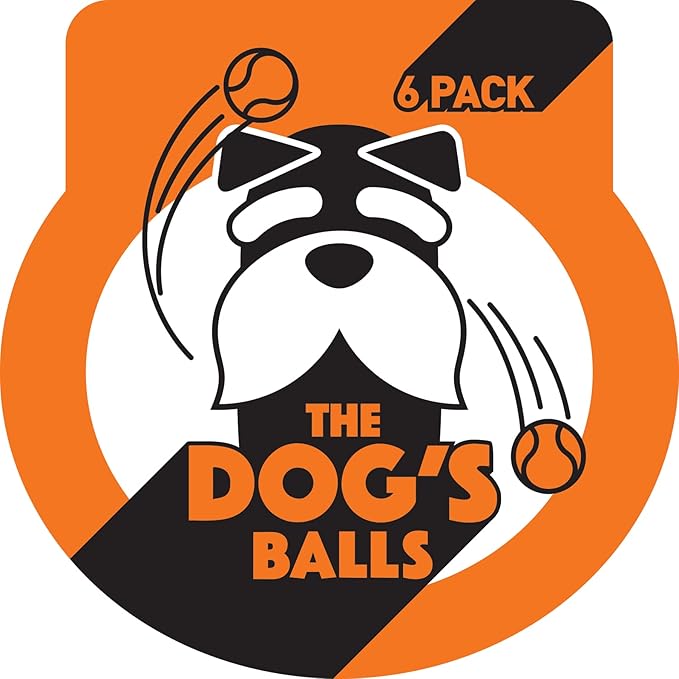 The Little Dog's Balls, Dog Tennis Balls, Orange 6-Pack, Strong Toy for Agility Training, Puppy Training, Play, Exercise & Fetch, 1.9 Inches Diameter