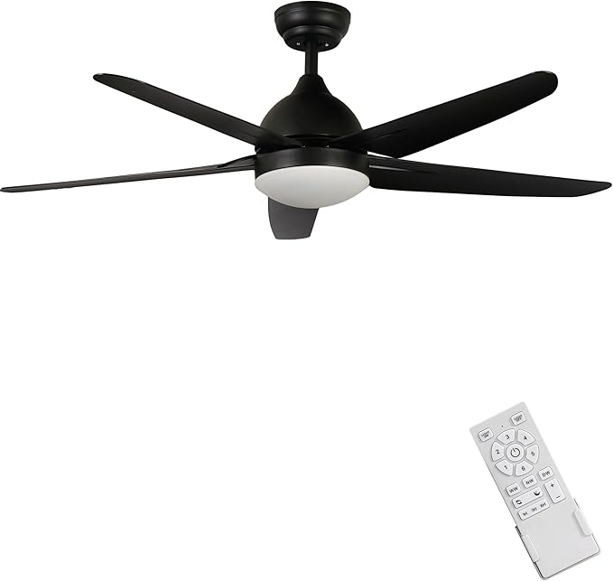 FINXIN Indoor Ceiling Fan Light Fixtures LED 52 Ceiling Fans for Bedroom,Living Room,Dining Room Including Motor,Light,3/5-Blades,Remote Switch (Black)