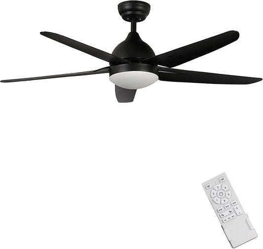 FINXIN Indoor Ceiling Fan Light Fixtures LED 52 Ceiling Fans for Bedroom,Living Room,Dining Room Including Motor,Light,3/5-Blades,Remote Switch (Black)