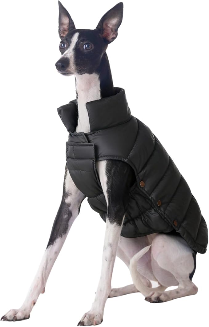 SPACE LION Dog Puffer Jacket, Down Winter Coat, Durable Outdoor Coat for Cold and Windy Conditions, Lightweight & Adjustable Fit Coats for Large Dogs,(Onyx Black, Size24/2XL)