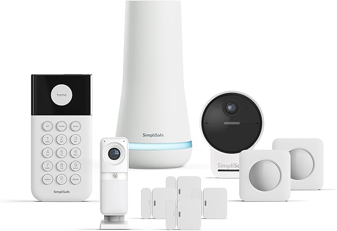 SimpliSafe 10 Piece Wireless Home Security System with Outdoor Camera- Optional 24/7 Professional Monitoring - No Contract - Compatible with Alexa and Google Assistant