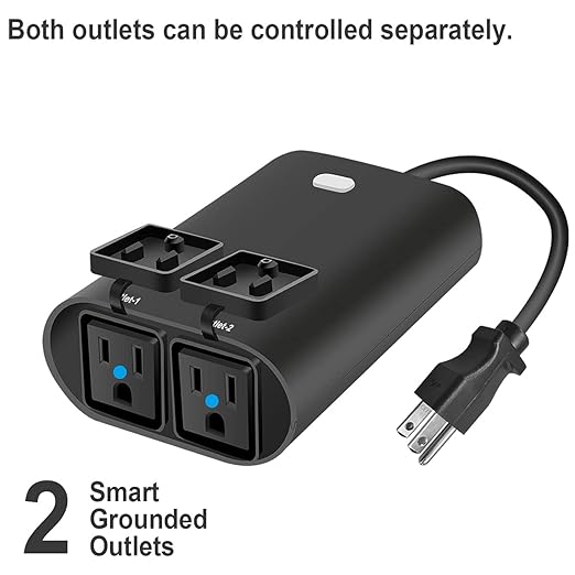 Eva Logjk Outdoor Smart Plug, 2.4G WiFi IP65 Waterproof Weather Resistant Plug-in with Alexa & Google Home, 2 Independent Outlets