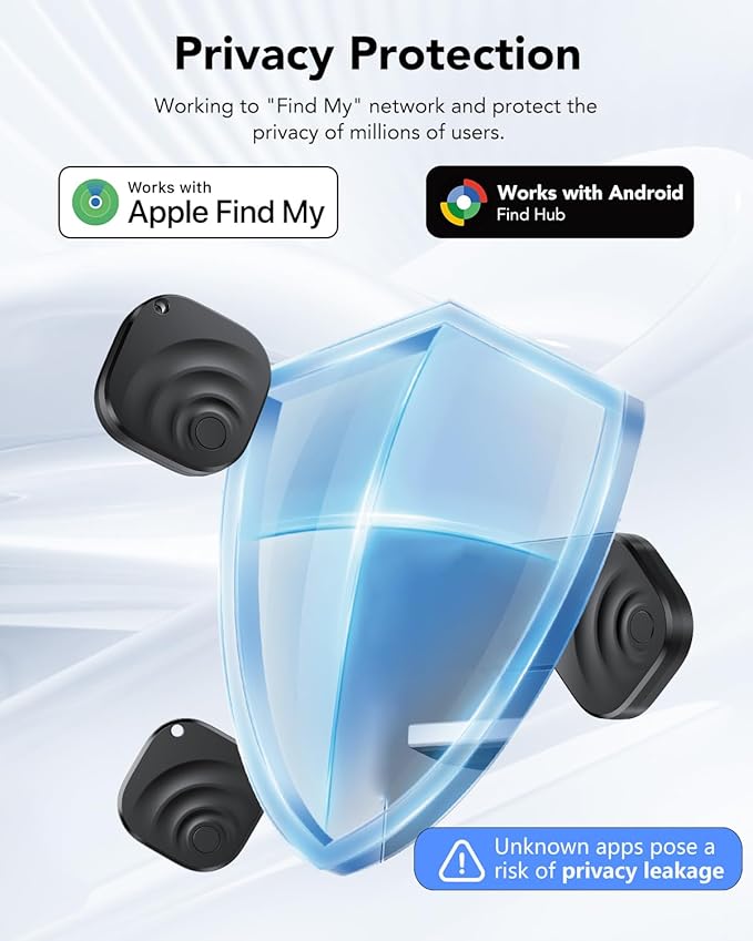 4 Pack Dual System Tracker for iOS and Android Bluetooth Tracker Smart Tags Compatible with Apple Find My (iOS) & Google's Find Hub(Android) for Keys, Luggage, Wallet, Vehicles