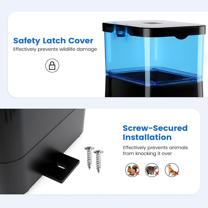 fishkeeper Automatic Fish Feeder for Pond - Weather-Resistant and Tip-Proof Design Precision Feeding for Vacation Dispenser with Timer, Outdoor Koi Fish Feeder, 2.8L LCD Display (Blue)